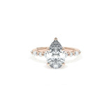 Sculpted Crescent Solitaire Engagement Ring with Alternating Marquise & Round Diamond Band
