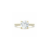 Lunetta Crescent Solitaire Engagement Ring with Pave Diamond Band
