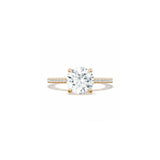 Lunetta Crescent Solitaire Engagement Ring with Pave Diamond Band