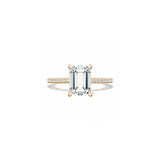 Lunetta Crescent Solitaire Engagement Ring with Pave Diamond Band