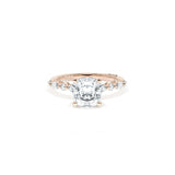 Sculpted Crescent Solitaire Engagement Ring with Alternating Marquise & Round Diamond Band
