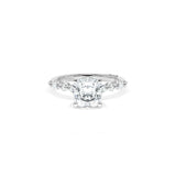Sculpted Crescent Solitaire Engagement Ring with Alternating Marquise & Round Diamond Band