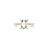 Lunetta Crescent Solitaire Engagement Ring with Pave Diamond Band
