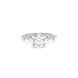 Sculpted Crescent Solitaire Engagement Ring with Alternating Carre & Round Diamond Band
