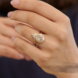 White Baguette Diamond Nesting Art Deco Wedding Ring