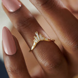 White Baguette Diamond Nesting Art Deco Wedding Ring