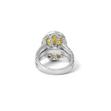 Oval Yellow Diamond Double Halo Ring