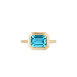 Manhattan Emerald-Cut Blue Topaz Bezel Set Ring