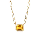 Manhattan Emerald-Cut Citrine Paperclip Necklace