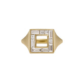 Geometric Baguette & Carre Diamond Signet Ring