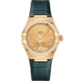 29 mm, yellow gold on leather strap