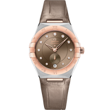 34 mm, steel - Sedna™ gold on leather strap