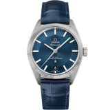 39 mm, steel on leather strap