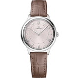 30 mm, steel on leather strap