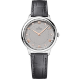 30 mm, steel on leather strap