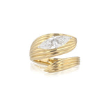 Phillips House 18k Yellow Gold and Platinum Textured Tip To Tail Marquise Engagement Ring