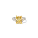 Platinum Radiant Yellow Diamond Three Stone Ring