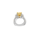 Platinum Radiant Yellow Diamond Three Stone Ring