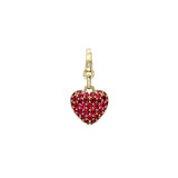 Small Puff Pavé Gemstone Heart Charm