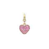 Small Puff Pavé Gemstone Heart Charm