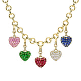 Small Puff Pavé Gemstone Heart Charm