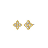 Roberto Coin 18kt Yellow Gold Small Diamond Princess Flower Stud Earrings