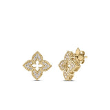 Roberto Coin 18kt Yellow Gold Venetian Princess Small Diamond Pave Flower Stud Earrings