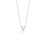 Roberto Coin 18kt White Gold Diamond 'V' Initial Necklace