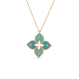 Roberto Coin 18kt Rose Gold Venetian Princess Small Green Titanium And Diamond Flower Necklace