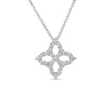 Roberto Coin 18kt White Gold Diamond Princess Flower Pendant Necklace