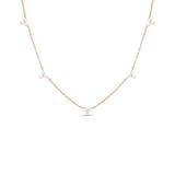 Roberto Coin 18kt Rose Gold Five Station Diamond Love By The Yard Necklace