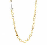 Roberto Coin 18kt Yellow and White Gold Single Diamond Link Chain Necklace