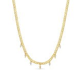 Pear Shaped Diamond Dangle Curb Link Necklace