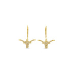 Pave diamond gold longhorn earrings