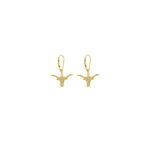 Pavé diamond and gold longhorn earrings