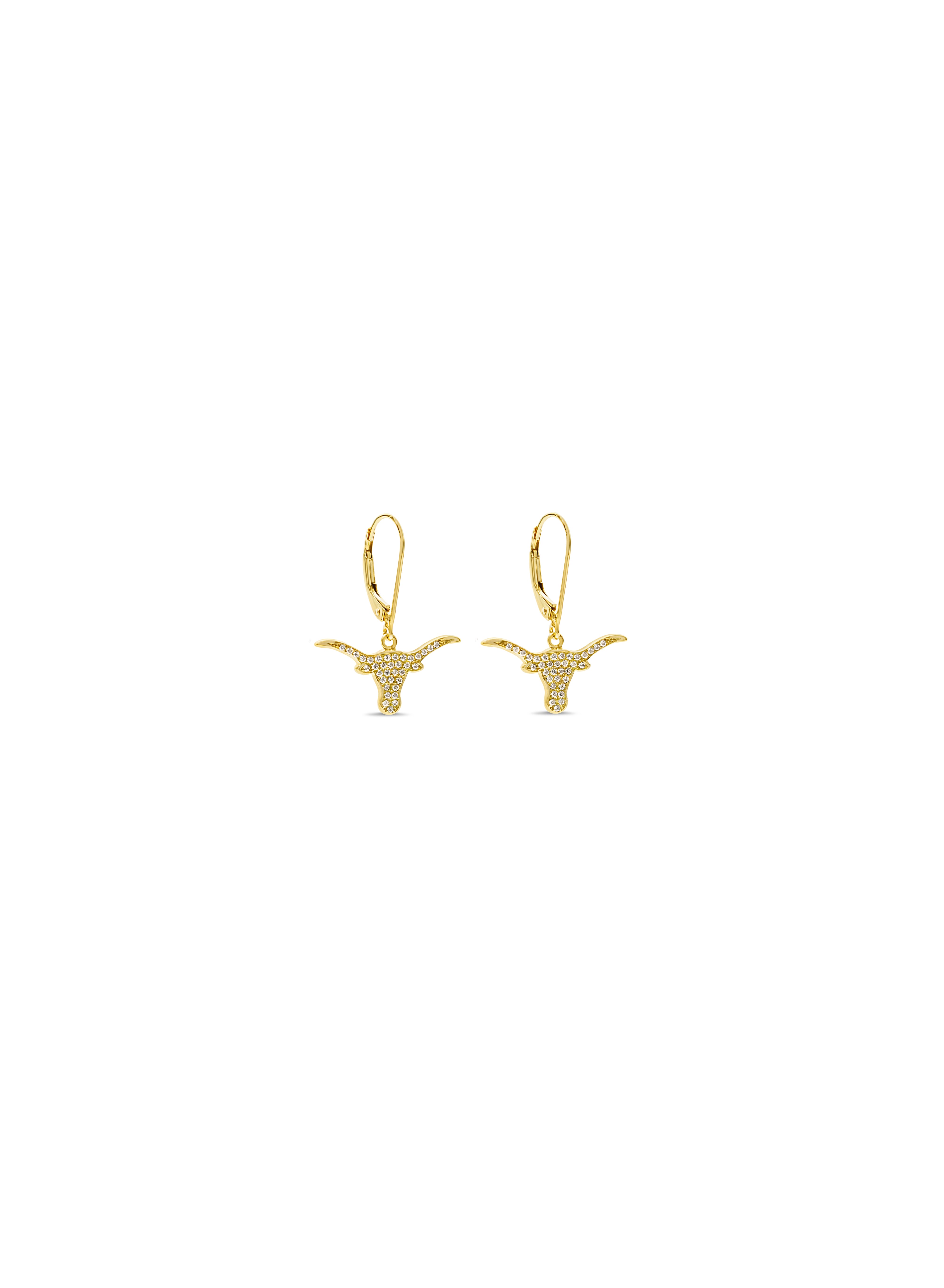 Pavé diamond and gold longhorn earrings