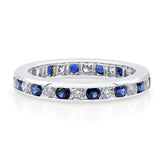 Alternating Diamond & Blue Sapphire Band