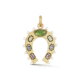 Storrow 14k Yellow Gold Rainbow Gemstone & Pearl Holly Horseshoe Charm