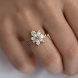 Asymmetric Blossom Engagement Ring with Pear Cut Diamonds
