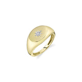 Diamond Star Matte Signet Ring