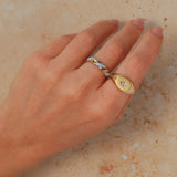 Diamond Star Matte Signet Ring