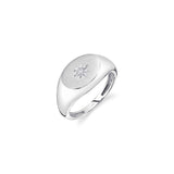 Diamond Star Matte Signet Ring