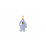 Tiny Blue Chalcedony Flat Fish Charm
