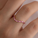 Curved Pink Baguette Sapphire Ring