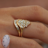 Curved Baguette Diamond Wedding Ring