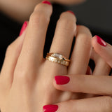Matte Gold Scalloped Diamond Eternity Ring