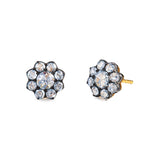 Kwiat 18K Yellow Gold/Silver Diamond Petite Cluster Ears Signed Fred Leighton