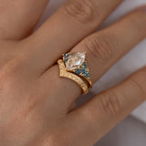 Embossed Roses on Gold Chevron Wedding Ring