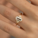 Geometric Emerald Cut Diamond Engagement Ring