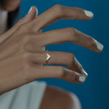 Chevron-Set Baguette & Carré Diamond Wedding Band